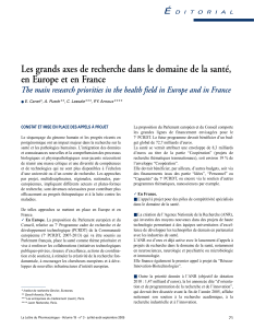 Les grands axes de recherche dans le domaine de la... en Europe et en France É