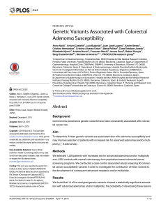 Genetic Variants Associated with Colorectal Adenoma Susceptibility