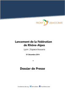Dossier de Presse Lancement de la Fédération de Rhône-Alpes Lyon