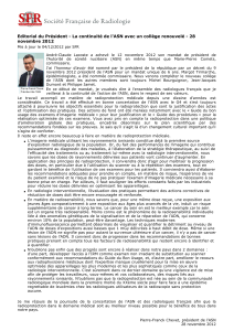 Editorial du Président - La continuité de l'ASN avec un... novembre 2012