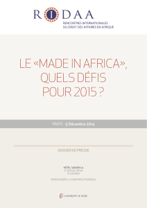 LE «MADE IN AFRICA», QUELS DÉFIS POUR 2015 ?