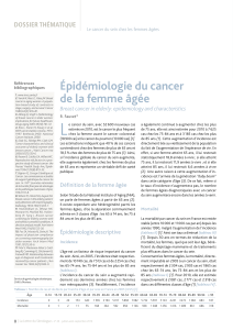 L Épidémiologie du cancer de la femme âgée DOSSIER THÉMATIQUE
