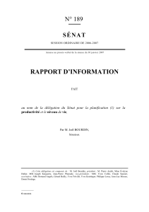 RAPPORT D’INFORMATION N° 189 S É N A T