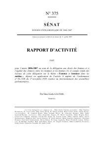 RAPPORT D’ACTIVITÉ N° 375 S É N A T