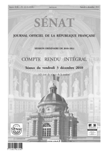 SÉNAT COMPTE RENDU INTÉGRAL Séance du vendredi 3 décembre 2010