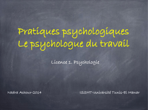 Pratiques psychologiques Le psychologue du travail Licence 1. Psychologie