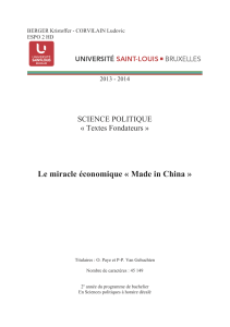 Le miracle économique « Made in China » SCIENCE POLITIQUE