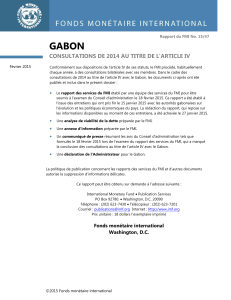 GABON CONSULTATIONS DE 2014 AU TITRE DE L’ARTICLE IV