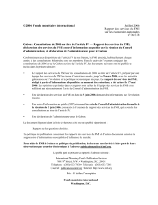 ©2006 Fonds monétaire international Juilliet 2006 Rapport des services du FMI