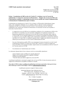 ©2005 Fonds monétaire international Mai 2005 Corrigé Rapport des services du FMI