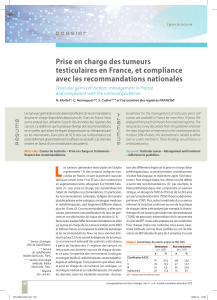 Prise en charge des tumeurs testiculaires en France,  et compliance