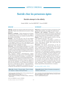 Suicide chez les personnes âgées ARTICLE ORIGINAL Suicide attempt in the elderly SUMMARY