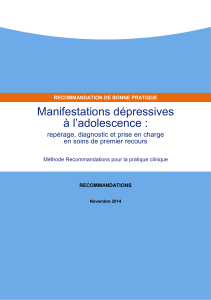 Manifestations dépressives à l’adolescence : repérage, diagnostic et prise en charge