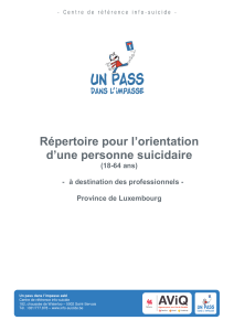 Répertoire pour l’orientation d’une personne suicidaire (18-64 ans)