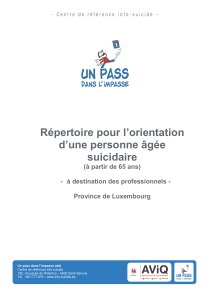 Répertoire pour l’orientation d’une personne âgée suicidaire