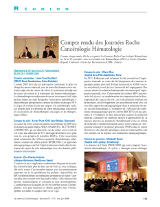 Compte rendu des Journées Roche Cancérologie Hématologie R