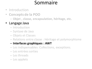 Sommaire • Introduction Concepts de la POO • Langage Java