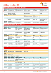 SCHEDULE AT A GLANCE PRE-CONFERENCE WORKSHOPS | Wednesday, 18 November WEDN E