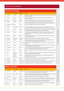 POSTER SCHEDULE THURSDAY, 21 NOVEMBER
