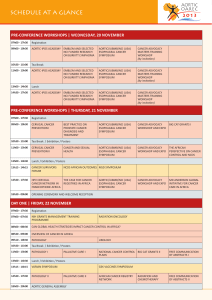 SCHEDULE AT A GLANCE PRE-CONFERENCE WORKSHOPS | WEDNESDAY, 20 NOVEMBER