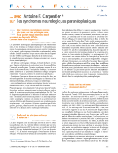 Les syndromes neurologiques paranéo-