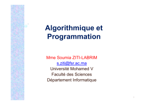 Algorithmique et Programmation Mme Soumia ZITI-LABRIM