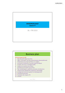 Business plan S6 – FSR.2013 ENTREPRENEURIAT Cours n°7