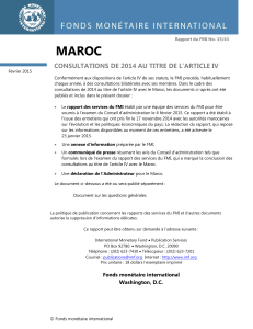 MAROC CONSULTATIONS DE 2014 AU TITRE DE L’ARTICLE IV