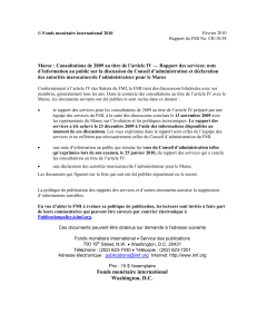 Maroc : Consultations de 2009 au titre de l’article IV —... d’information au public sur la discussion du Conseil d’administration et...