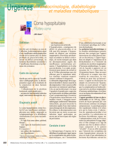 Urgences Coma hypopituitaire en endocrinologie, diabétologie et maladies métaboliques