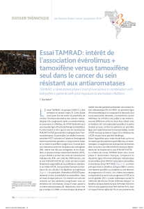 Essai TAMRAD: intérêt de l'association évérolimus + tamoxifène versus tamoxifène