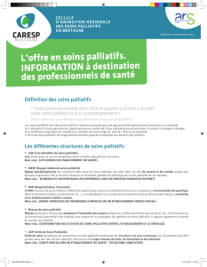 L’offre en soins palliatifs. INFORMATION à destination des professionnels de santé CARESP