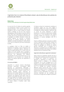 L’agriculture face à un contexte d’incertitude croissant : plus de... production plus robustes ?