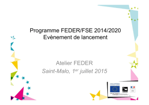 Programme FEDER/FSE 2014/2020 Evènement de lancement Atelier FEDER Saint-Malo, 1