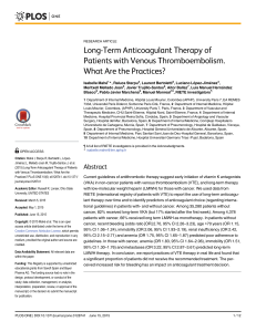 Long-Term Anticoagulant Therapy of Patients with Venous Thromboembolism. What Are the Practices?