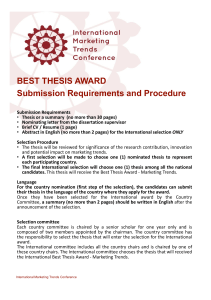 BEST THESIS AWARD Submission Requirements and Procedure