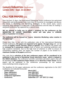 Luxury Industries CALL FOR PAPERS  Conference