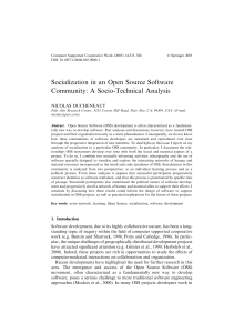 Socialization in an Open Source Software Community: A Socio-Technical Analysis NICOLAS DUCHENEAUT