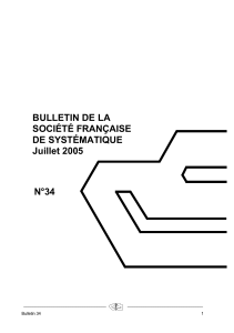 BULLETIN DE LA SOCIÉTÉ FRANÇAISE DE SYSTÉMATIQUE Juillet 2005