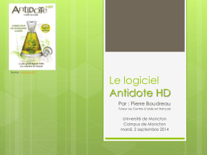 Le logiciel Antidote HD Par : Pierre Boudreau