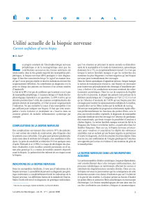 Utilité actuelle de la biopsie nerveuse Current usefulness of nerve biopsy