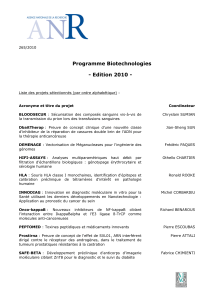 Programme Biotechnologies - Edition 2010 -