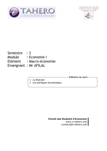 Semestre   : 2 Module : Economie I