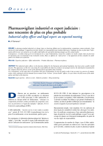 Pharmacovigilant industriel et expert judiciaire : D