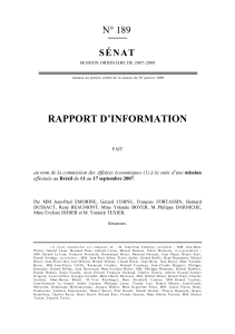 RAPPORT D’INFORMATION N° 189 SÉNAT