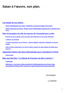 Satan à l'œuvre, son plan. Les temps de son action :