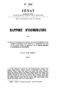 RAPPORT D'INFORMATION SENAT N° 290