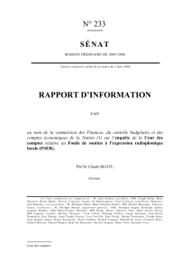 RAPPORT D’INFORMATION N° 233 SÉNAT
