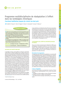 Programme multidisciplinaire de réadaptation à l’effort dans les lombalgies chroniques M