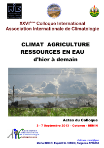 CLIMAT  AGRICULTURE RESSOURCES EN EAU d'hier à demain